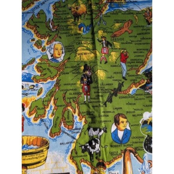 Scotland Pictorial Map Scotch Whisky Kitchen Dish Tea Towel Cotton Made In UK - Picture 5 of 16